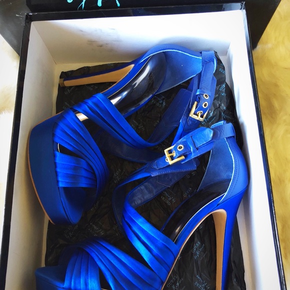Satin Electric Blue Marciano Heels - Picture 5 of 5